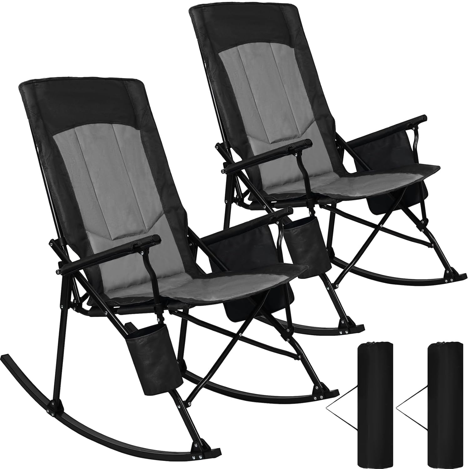 Outdoor Camping Rocker - High Back Portable Rocking Chair Hard