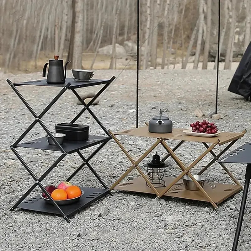 Outdoor Aluminum Alloy 3 Layer - đánh giá và giá Outdoor Camping Table With Storage
